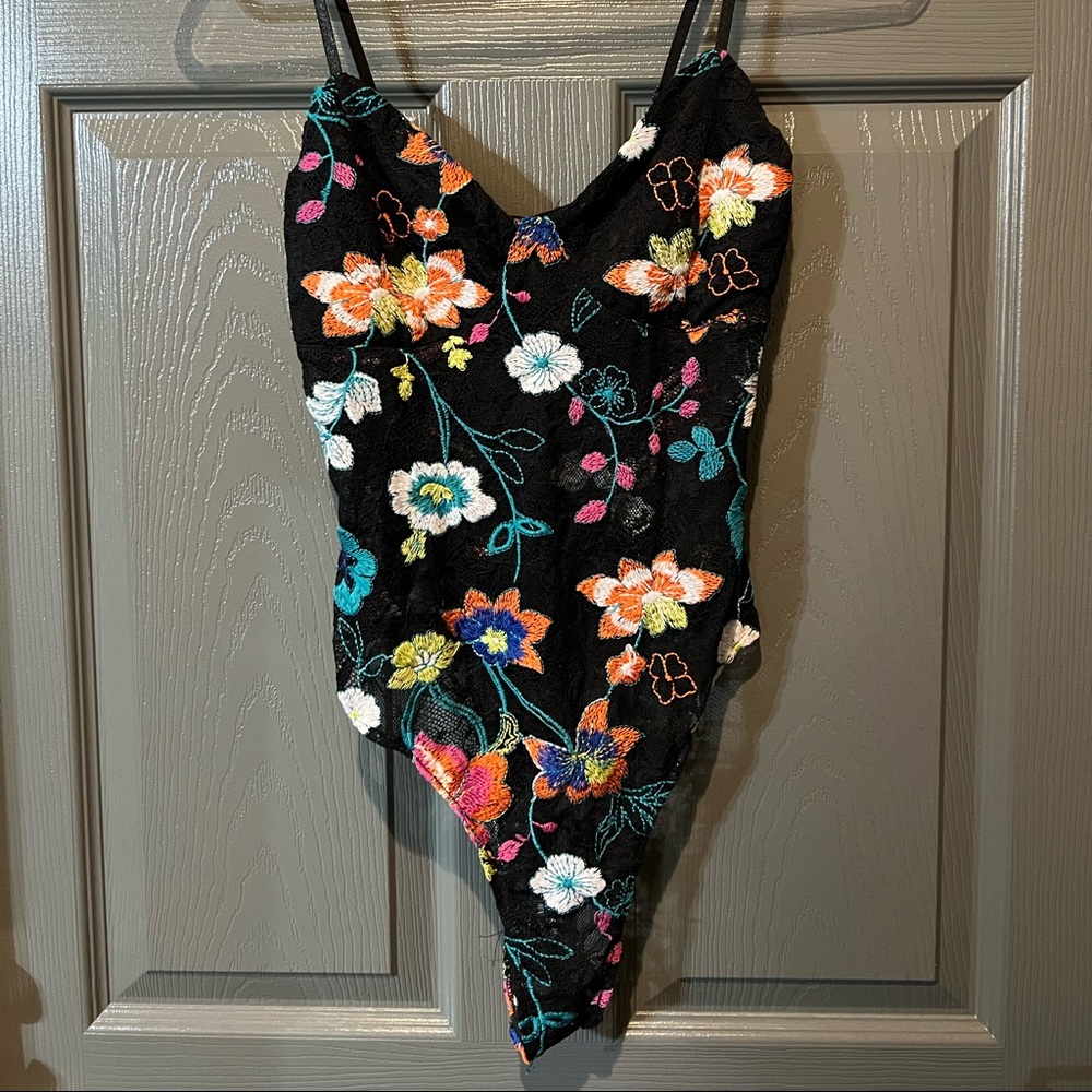 Sheer floral bodysuit